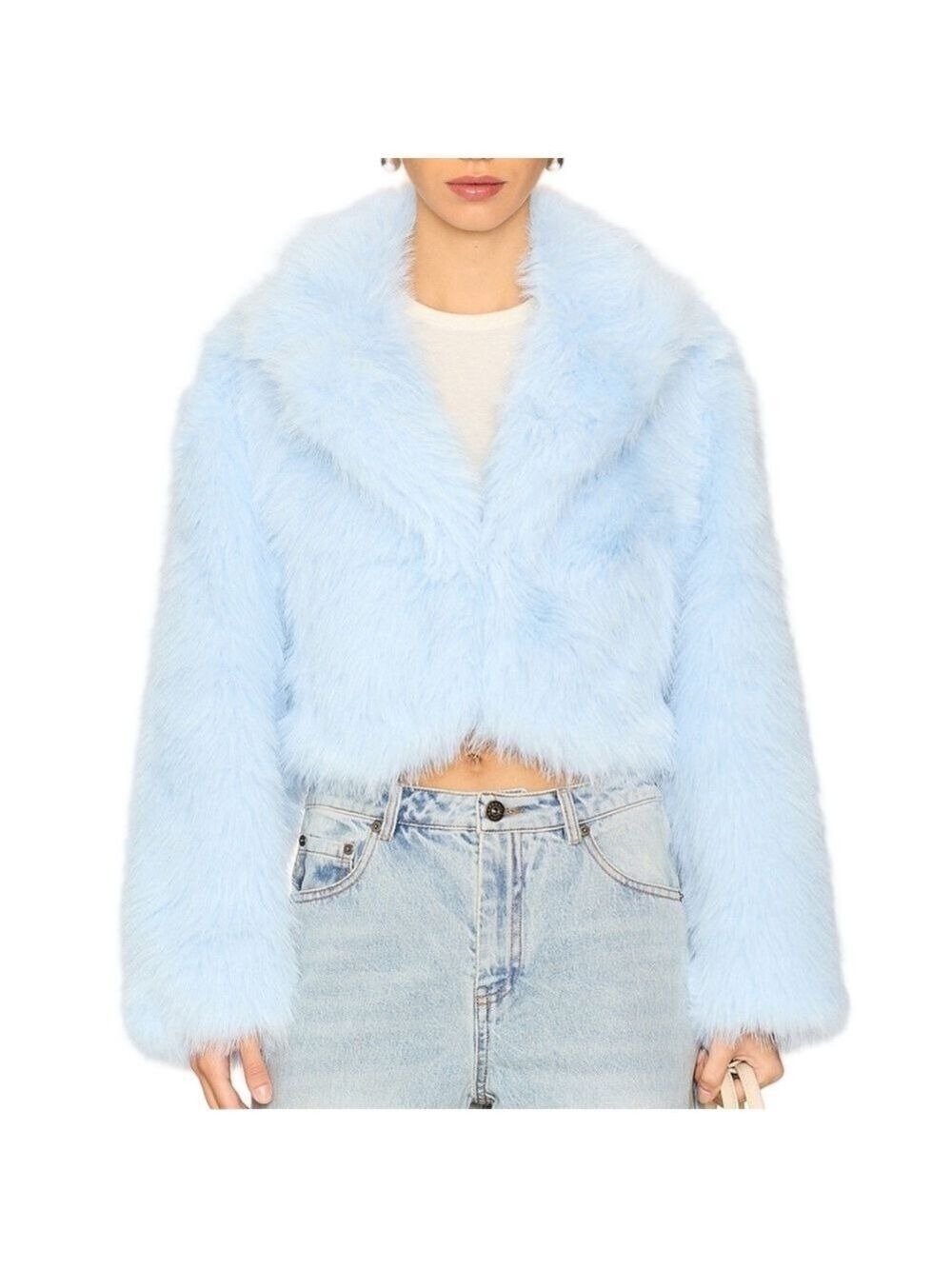 NEW Paris Cropped Faux Fur Jacket Size S